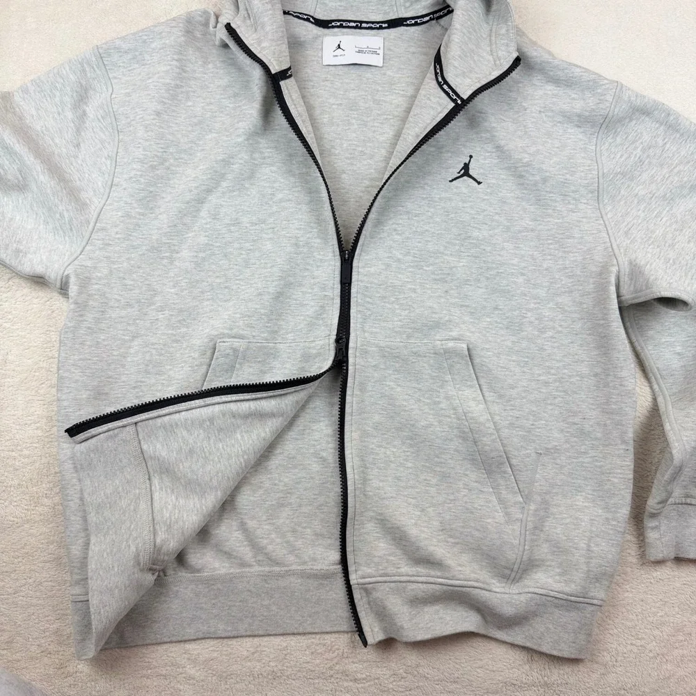 Jordan Sport Hoop Fleece Dri-Fit‎ Full-Zip Hoodie FV8602-050 Grey Sz Large